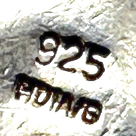 Signed Sterling Silver Hammered Disc Pendant Diamond w/New Italian Double Chain - Picture 2 of 7